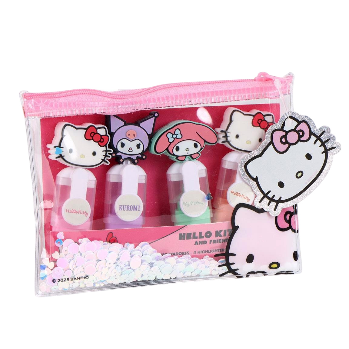 Sanrio Hello Kitty & Friends Överstrykningpennor – 4 färger i konfettifodral - 10