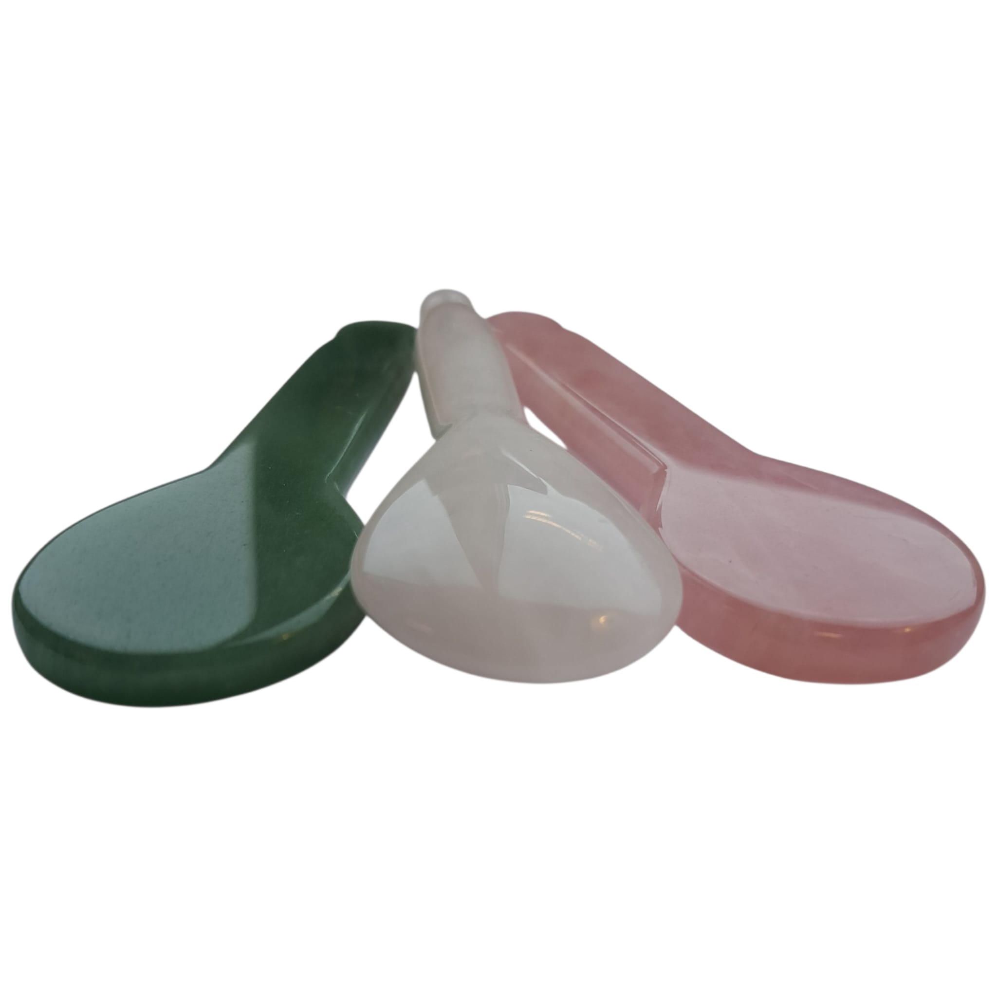 Akupressur-, Zonterapi- Gua sha-verktyg. Green Dongling, Pink Chrystal, White Jade - 2