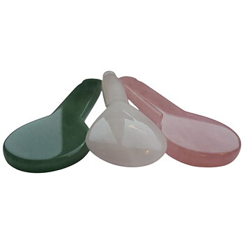Akupressur-, Zonterapi- Gua sha-verktyg. Green Dongling, Pink Chrystal, White Jade