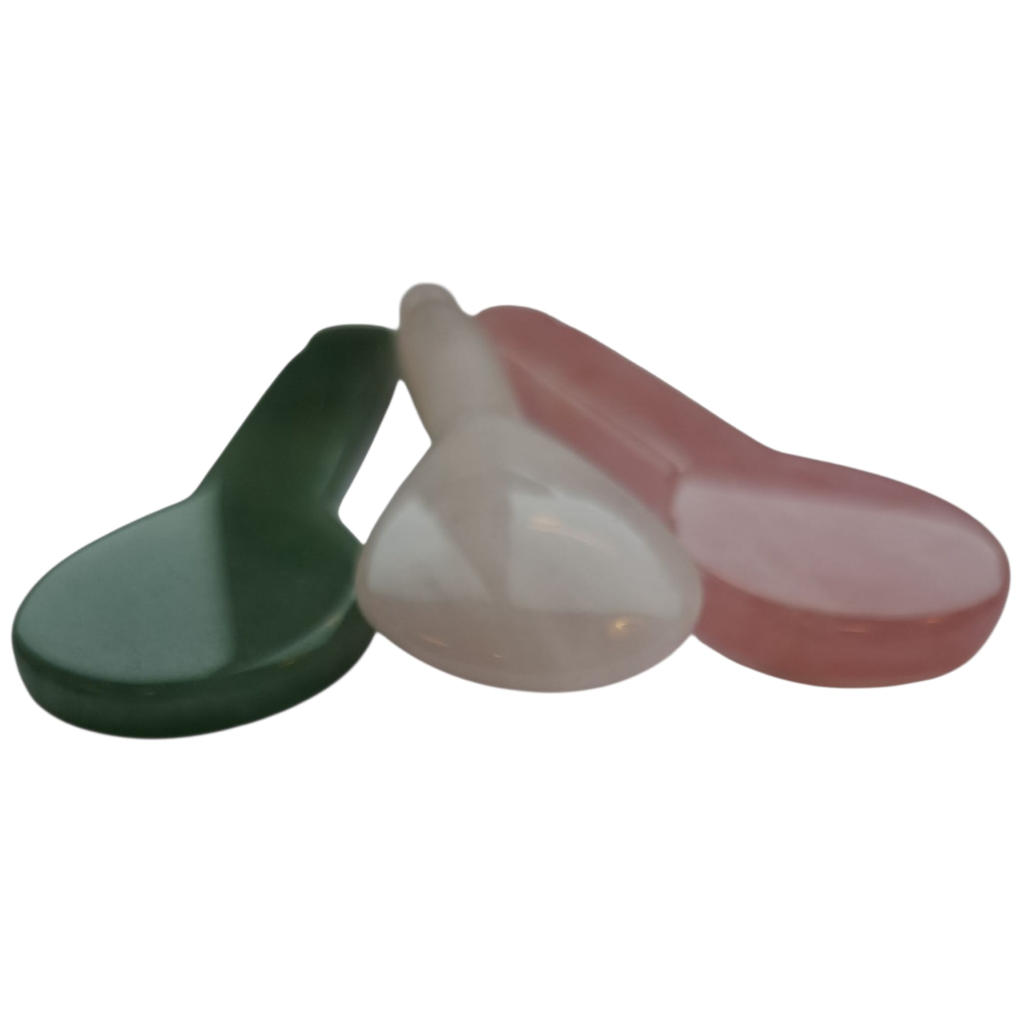 Akupressur-, Zonterapi- Gua sha-verktyg. Green Dongling, Pink Chrystal, White Jade - 4