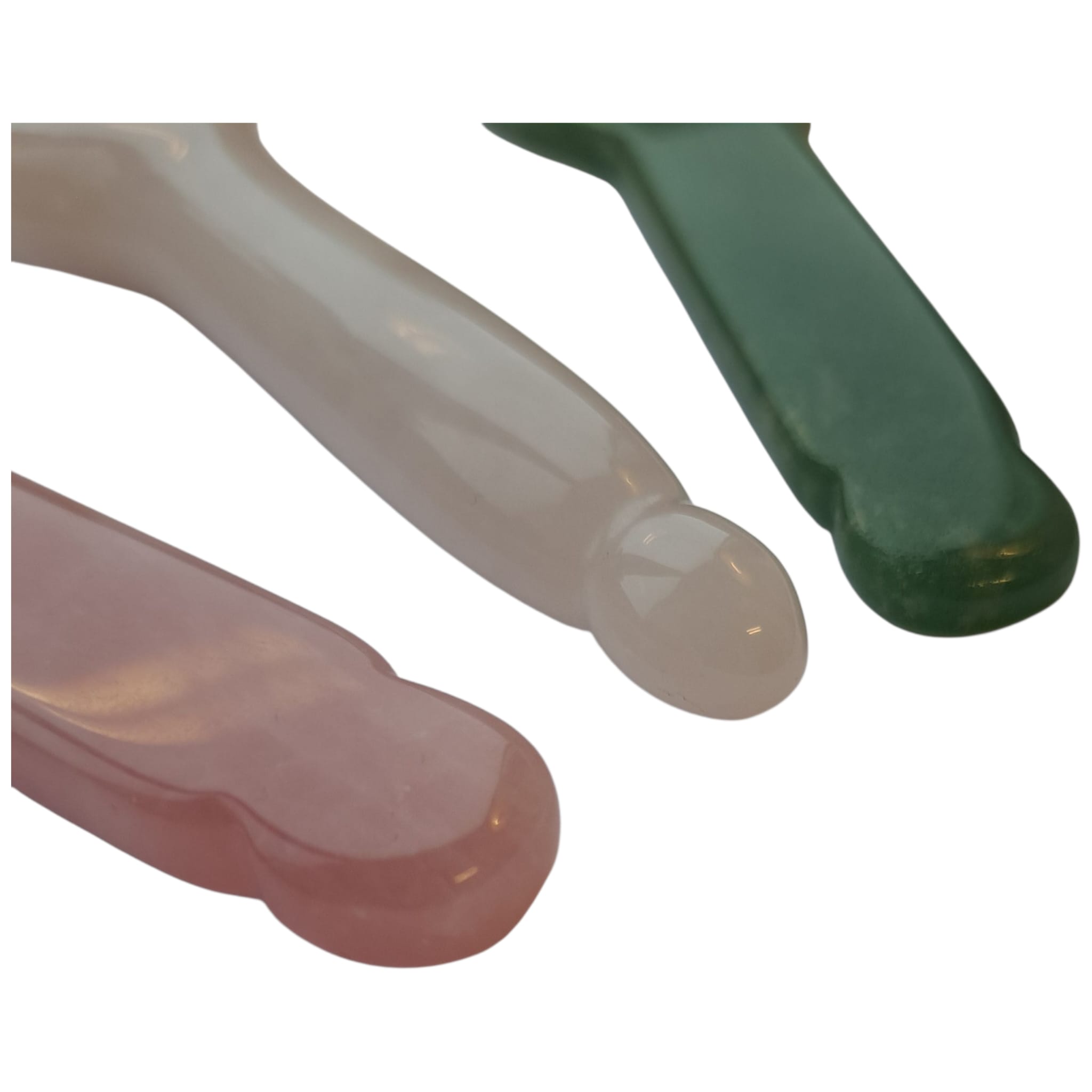 Akupressur-, Zonterapi- Gua sha-verktyg. Green Dongling, Pink Chrystal, White Jade - 3