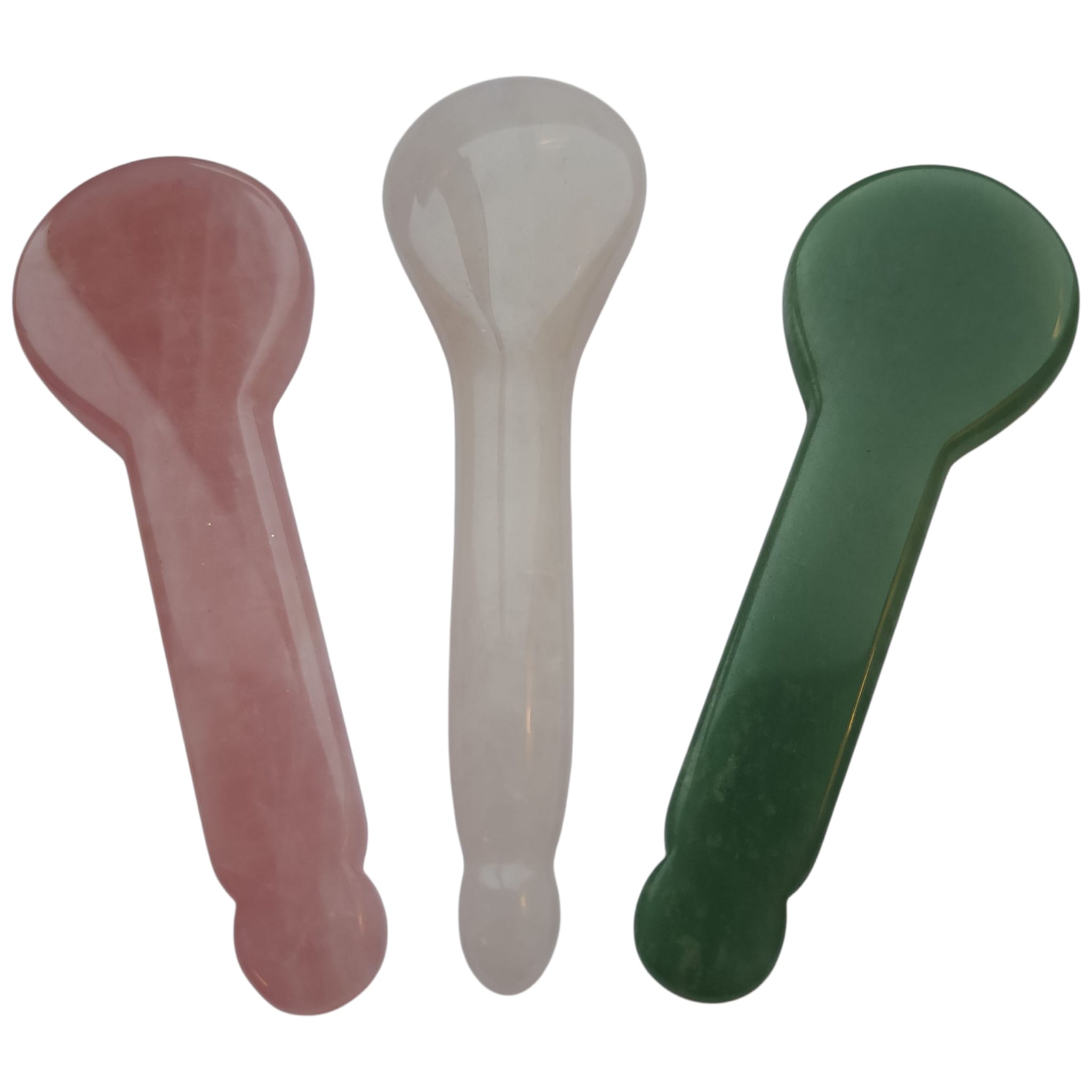 Akupressur-, Zonterapi- Gua sha-verktyg. Green Dongling, Pink Chrystal, White Jade