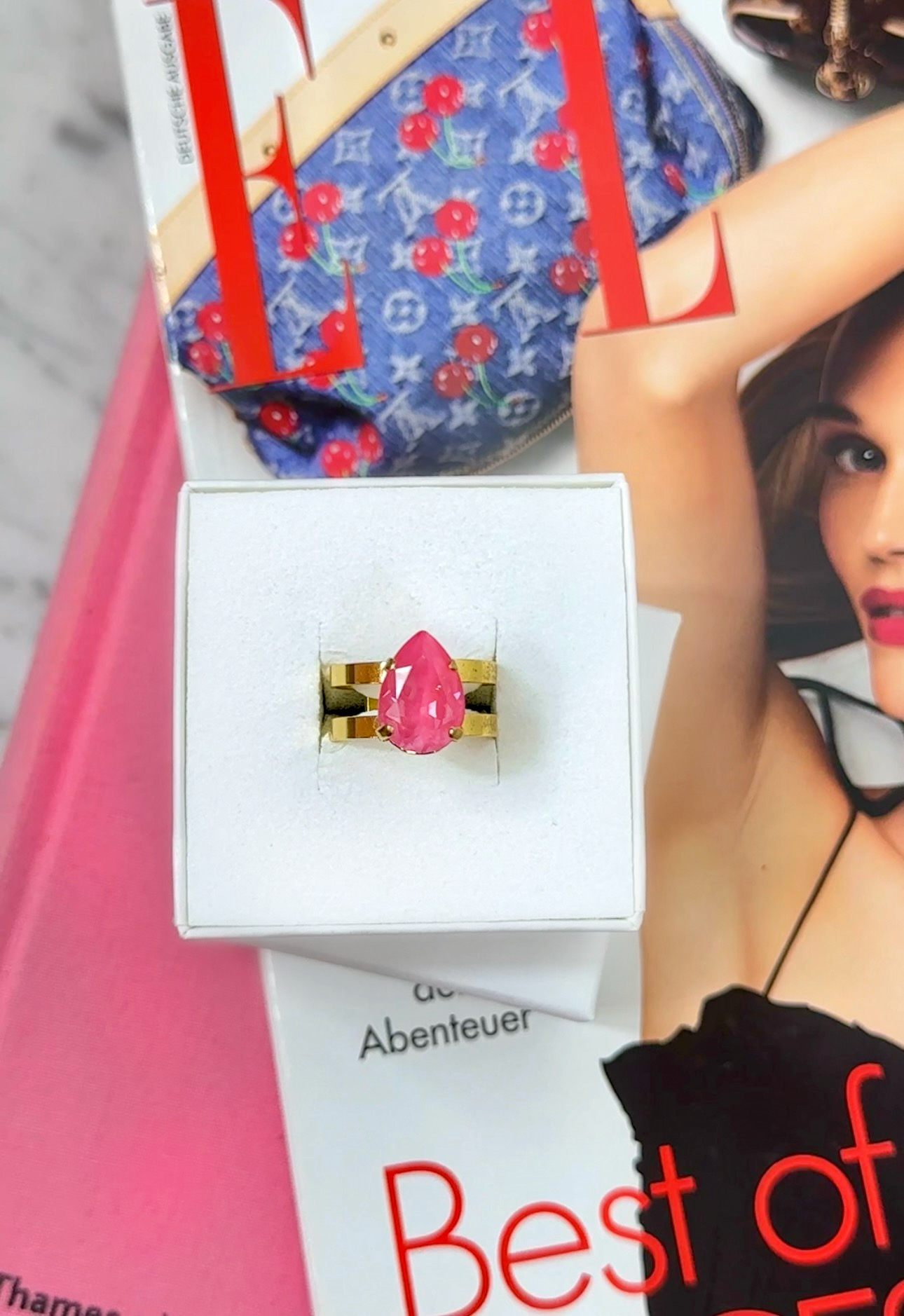 Ring Khloe Double Band Drop Petite Dahlia Gold
