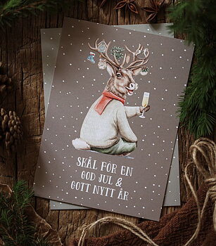 Julkort - Skål för en God Jul & Gott nytt år! - Majas Cottage