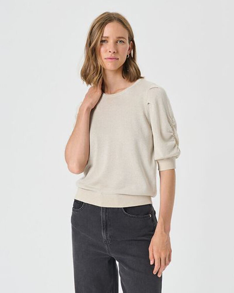 Topp Varaia guldglittrig beige
