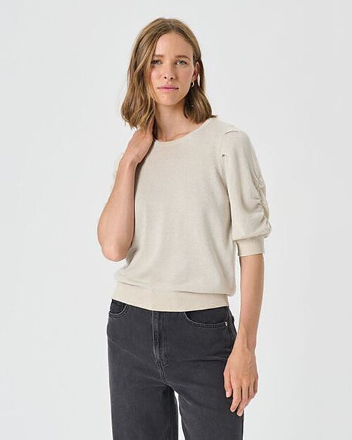 Topp Varaia guldglittrig beige