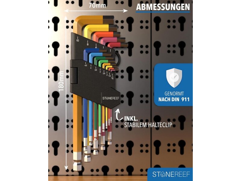 Insexnyckelsats 13 delar. Flerfärgat verktyg - 3