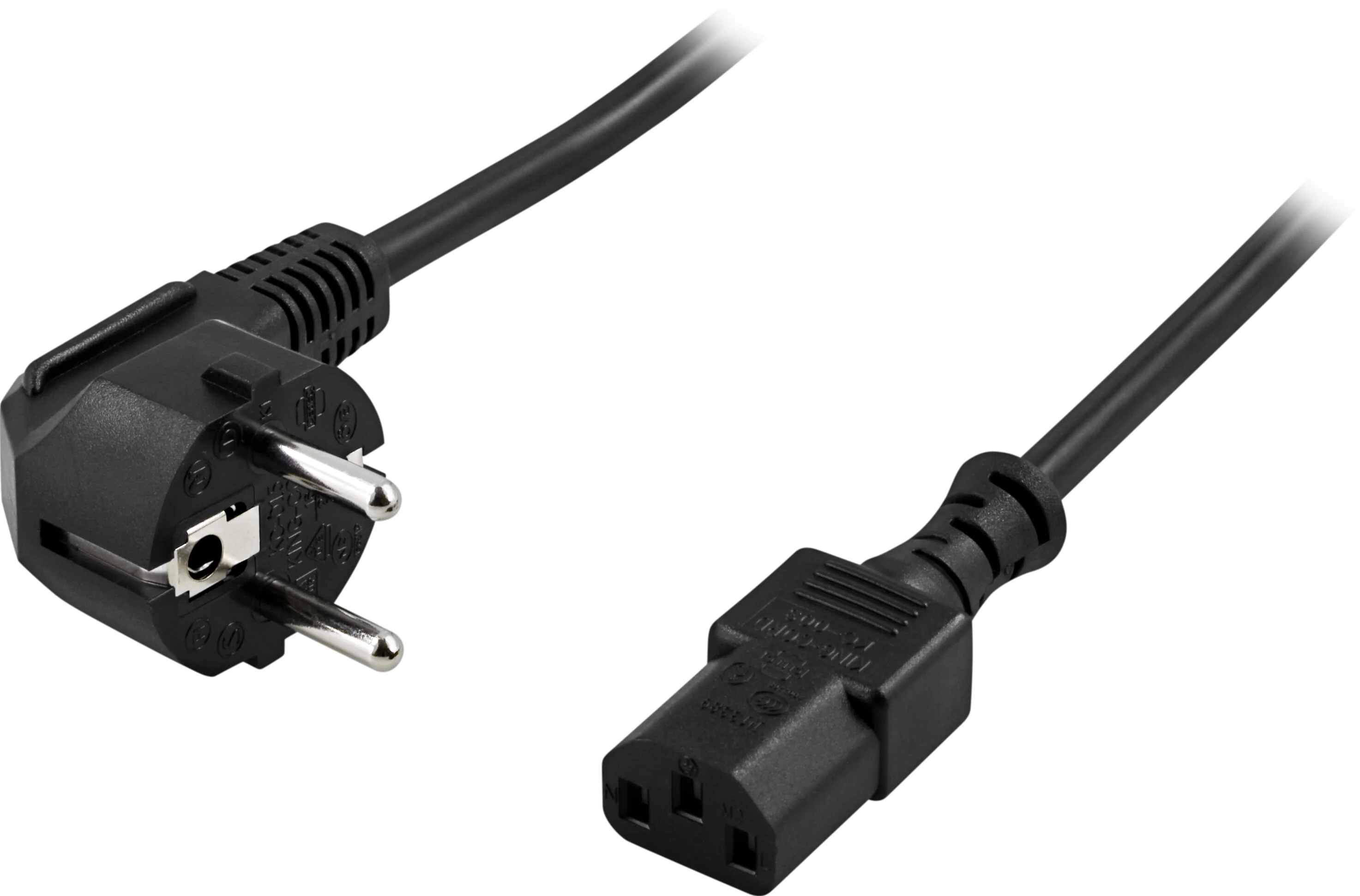 Deltaco Appliance cable angled CEE 7/7 - straight IEC C13, 0.2 m