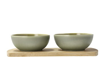 Villa Collection Shoku Bambubricka med 2 skålar 28,5 x 13 cm Pure Green