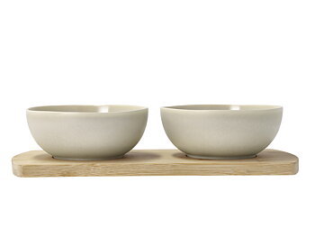 Villa Collection Shoku Bambubricka med 2 skålar 28,5 x 13 cm Soft Beige