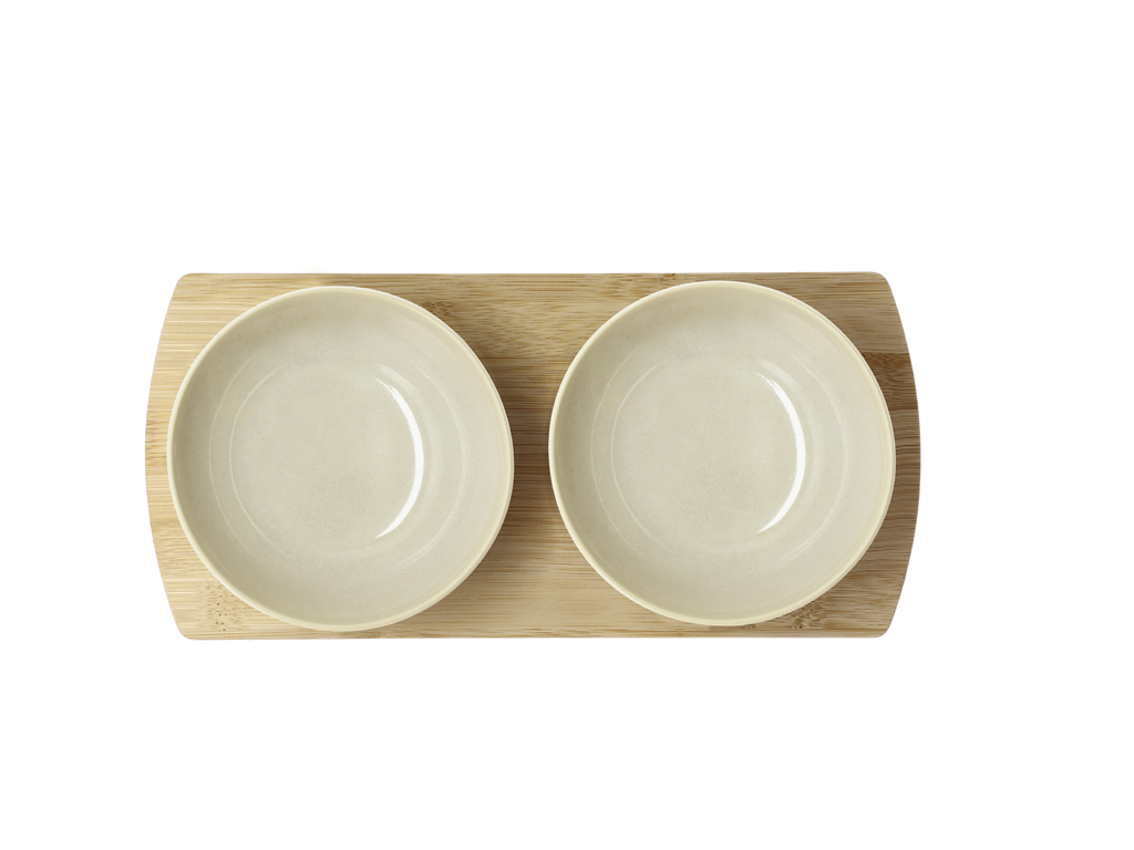 Villa Collection Shoku Bambubricka med 2 skålar 28,5 x 13 cm Soft Beige - 2