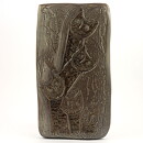 Ester Wallin (1970) Brown Wall Plaque with Owls Motif 33 cm