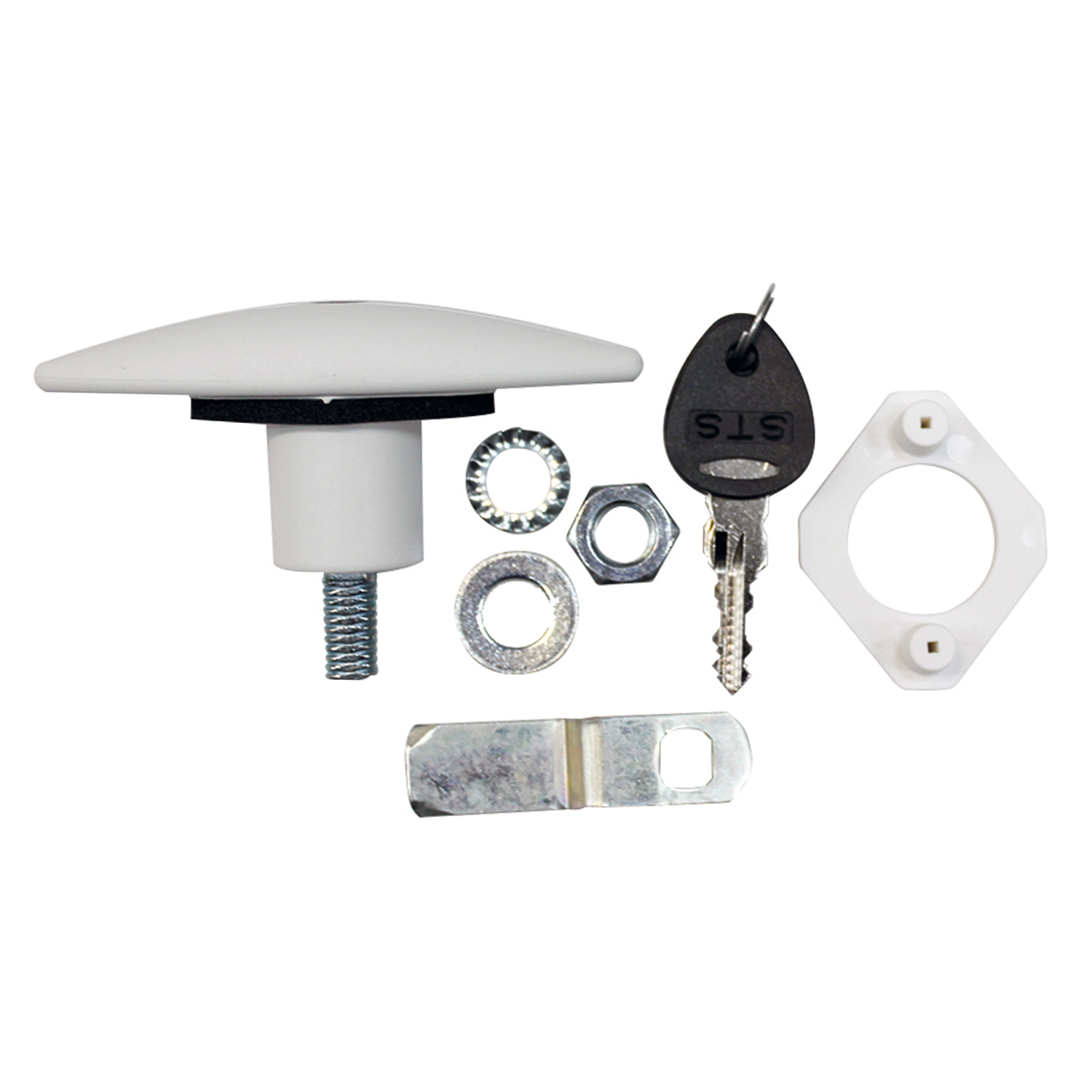 Large handle trunk lock with push opening - White