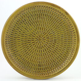 Stig Lindberg (1965) Unique Yellow Bowl with Relief Decor 29 cm