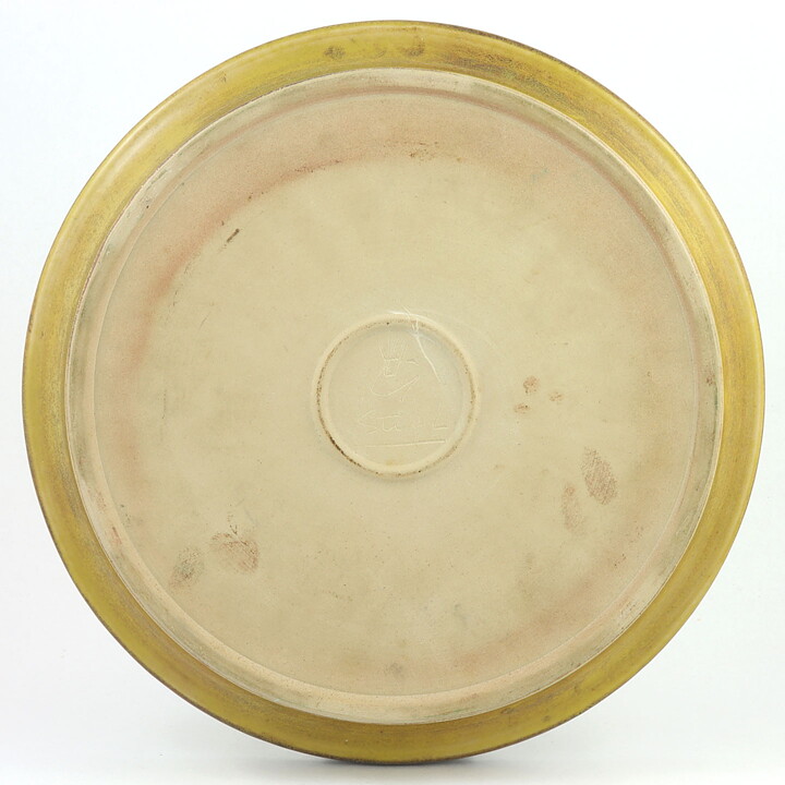 Stig Lindberg (1965) Unique Yellow Bowl with Relief Decor 29 cm