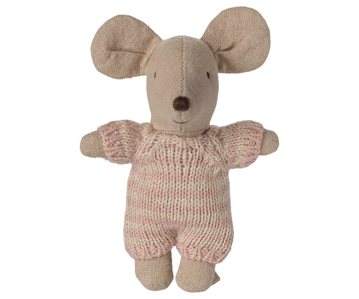 Maileg - Baby mouse in carry cot - Rose - 5