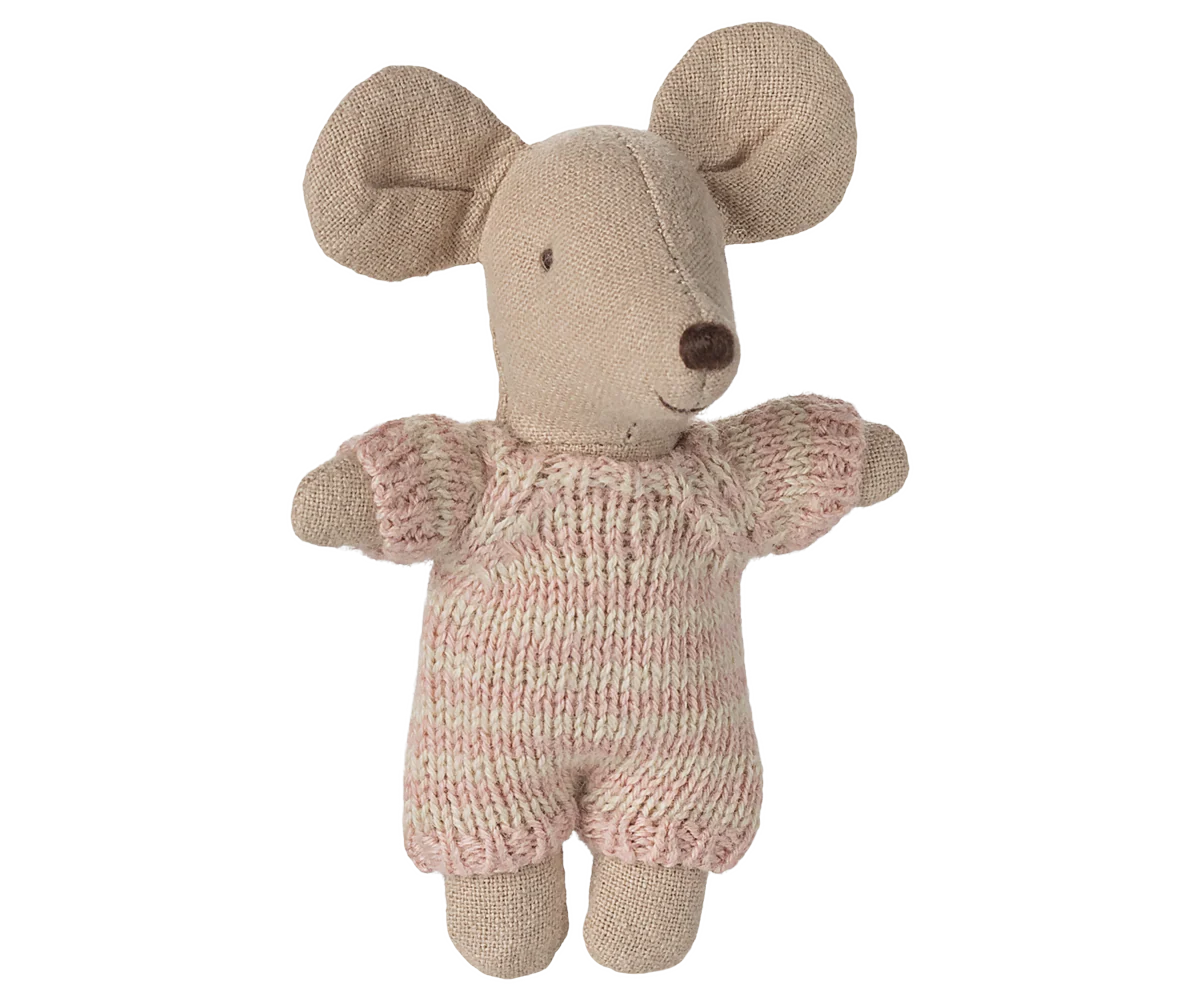Maileg - Baby mouse in carry cot - Rose - 4