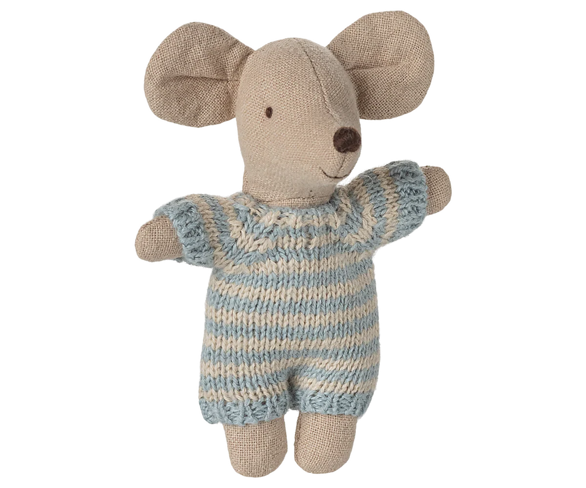 Maileg - Baby mus i bärsäng, blå - 4