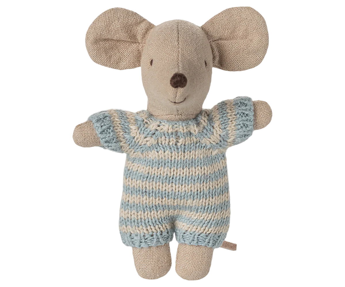 Maileg - Baby mus i bärsäng, blå - 5