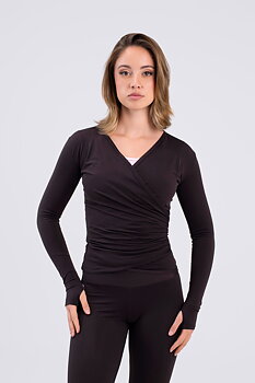 Mörkbrun omlottkofta i microfiber