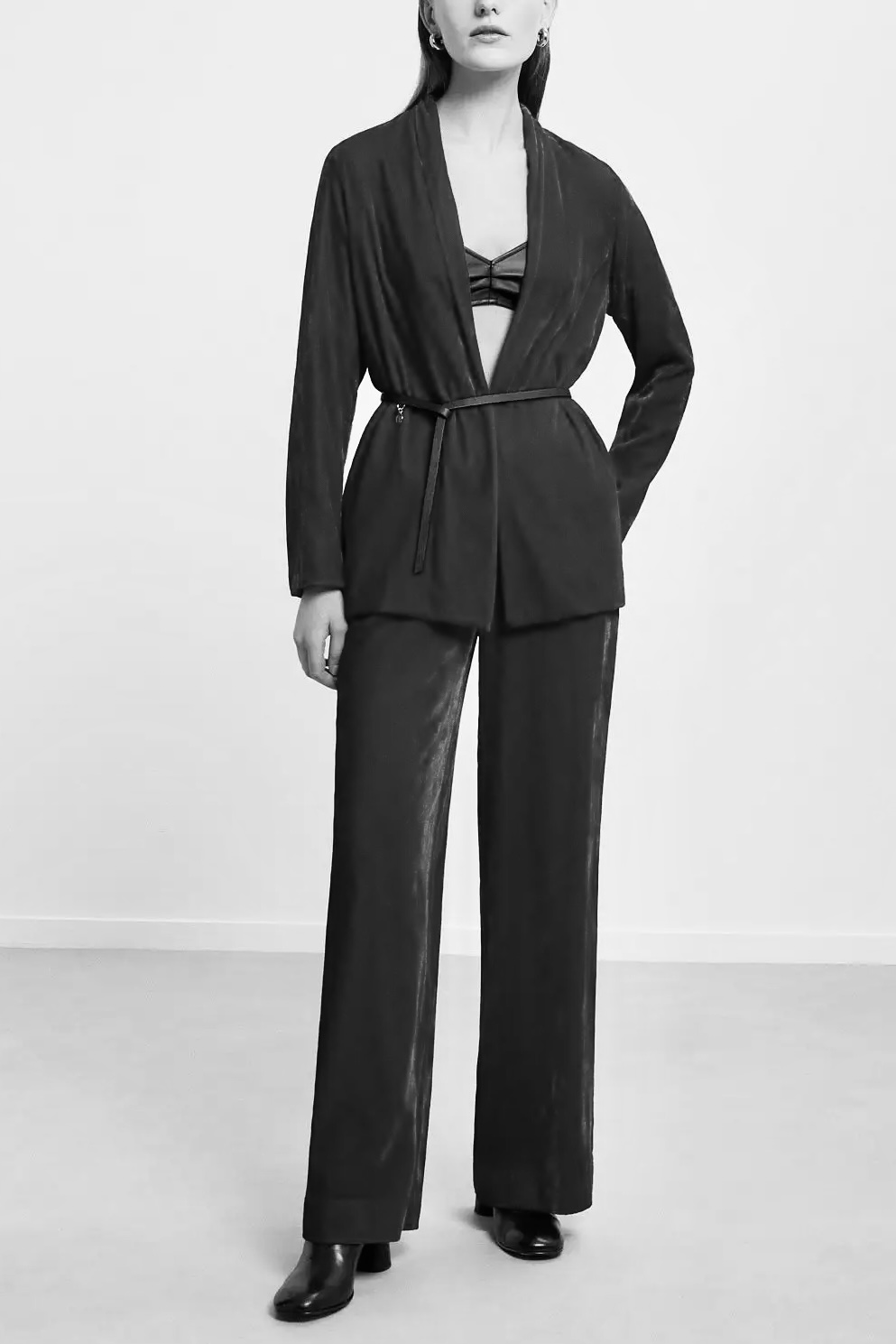 OttodÁme - Unstructured Jacket Without Buttons Black - 4