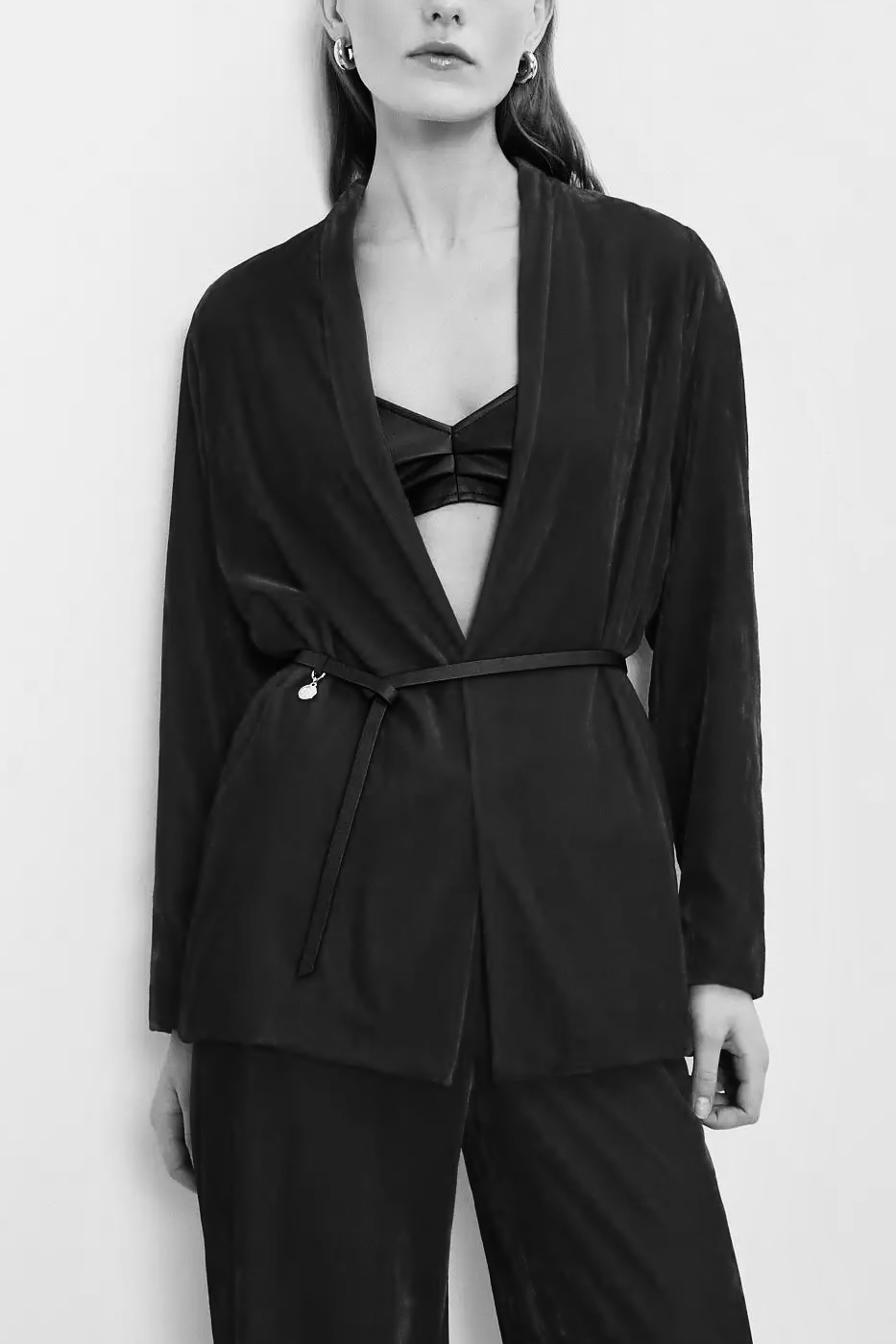 OttodÁme - Unstructured Jacket Without Buttons Black