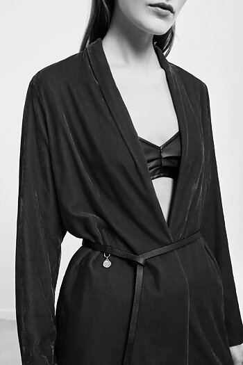 OttodÁme - Unstructured Jacket Without Buttons Black