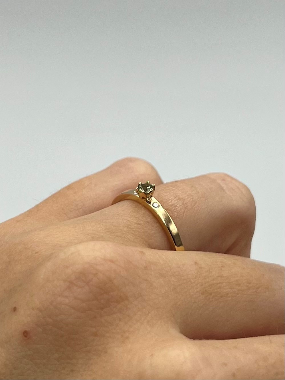 Ring Elly handgjord grön safir diamanter guld 18 karat  - 4