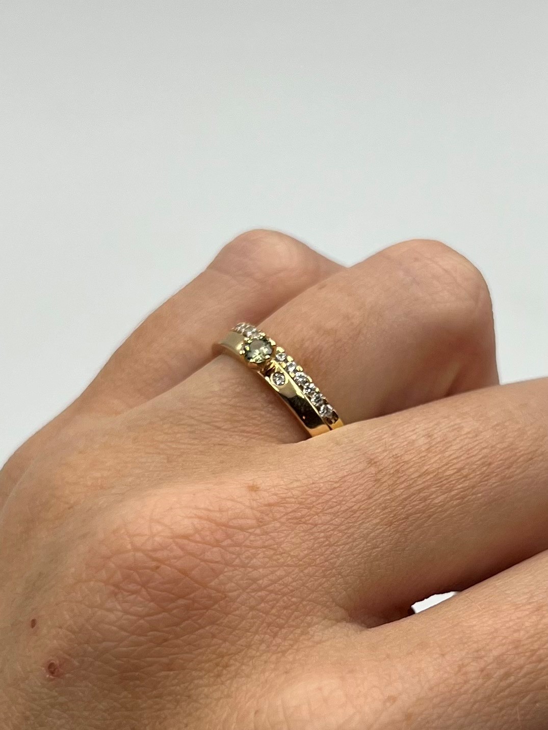 Ring Elly handgjord grön safir diamanter guld 18 karat  - 7