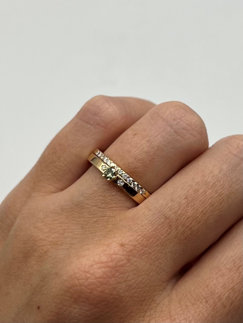 Ring Elly handgjord grön safir diamanter guld 18 karat  - 5