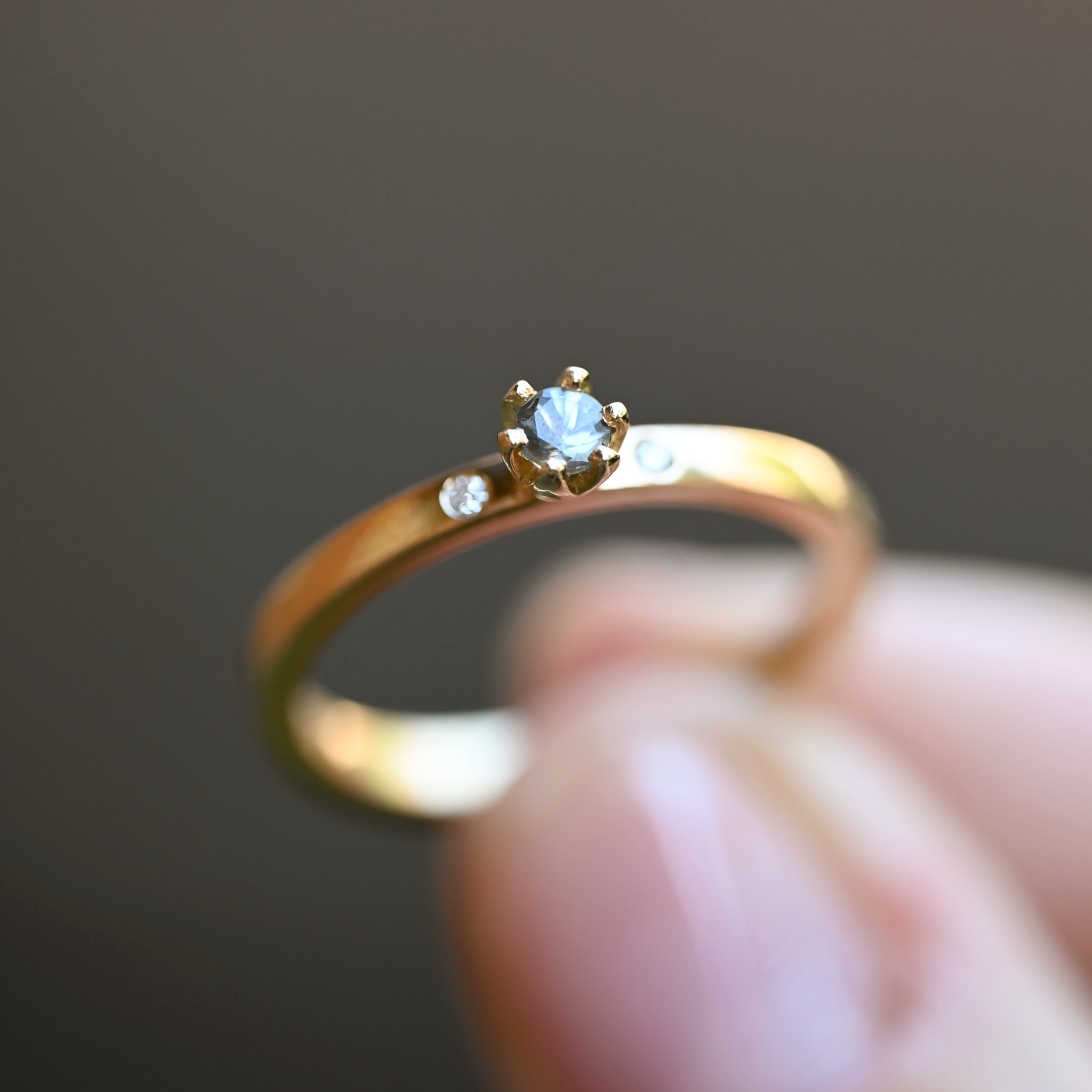 Ring Elly handgjord grön safir diamanter guld 18 karat - 3