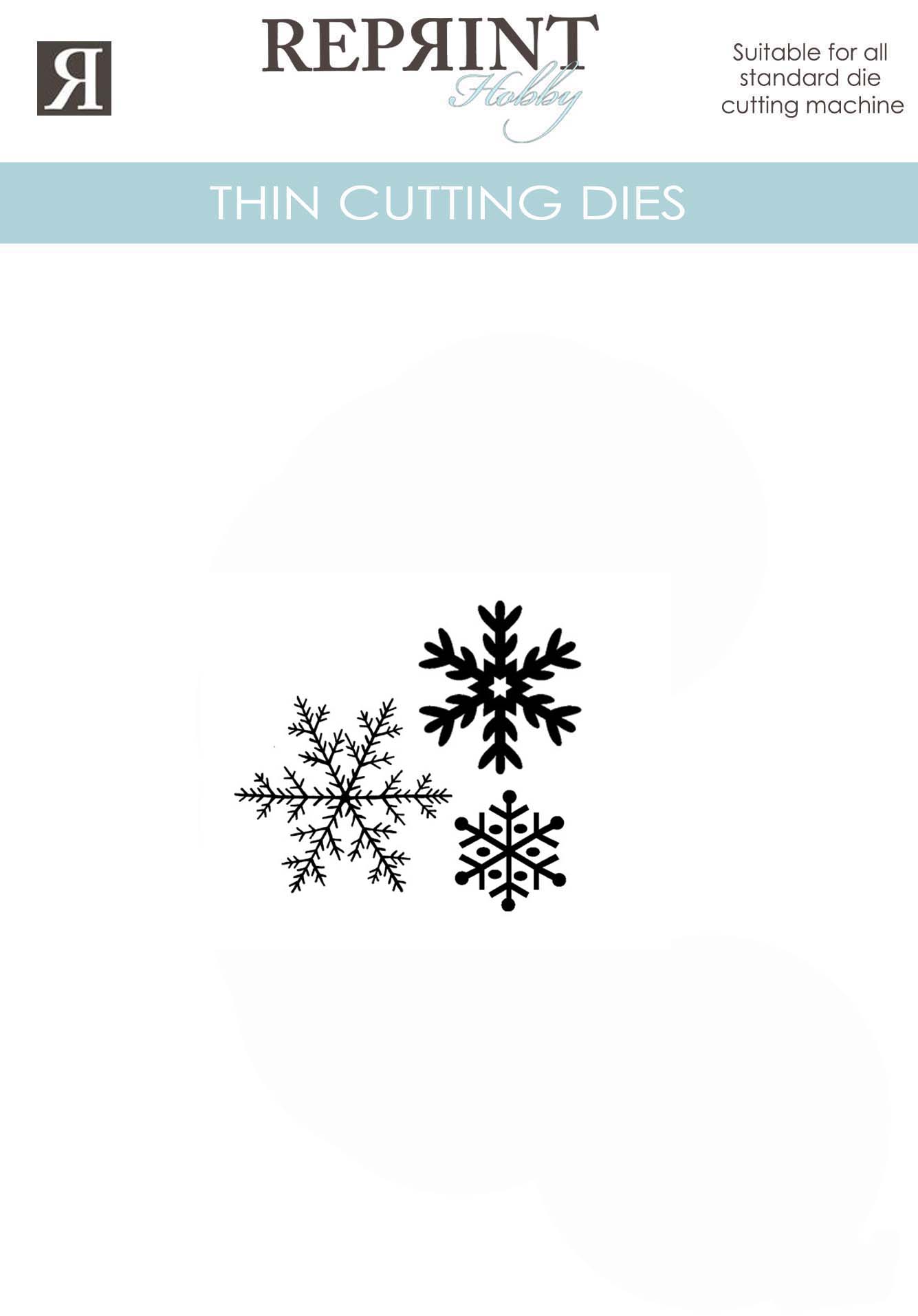 Snöflingor med skugga - 30x30, 20x20, 17x17mm, Dies, Reprint 