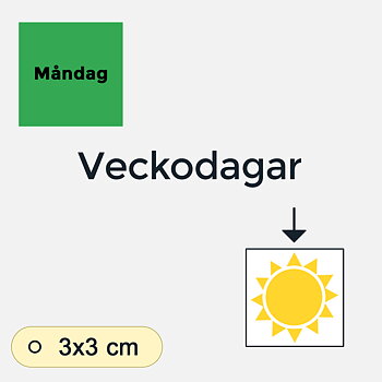 Bildstödsbilder Veckodagar, 3x3 cm