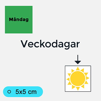 Bildstödsbilder Veckodagar, 5x5 cm