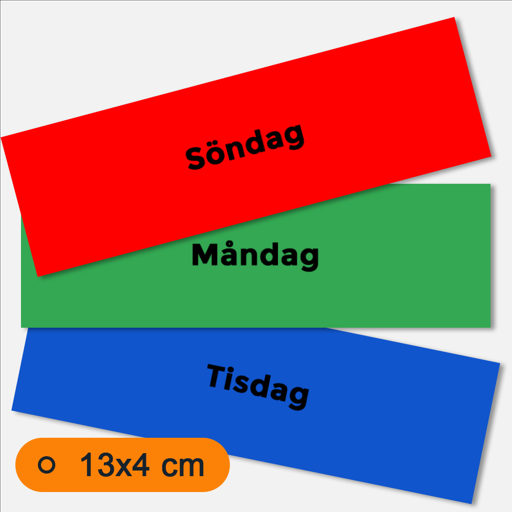 Bildstödsbilder Veckodagar, 13x4 cm