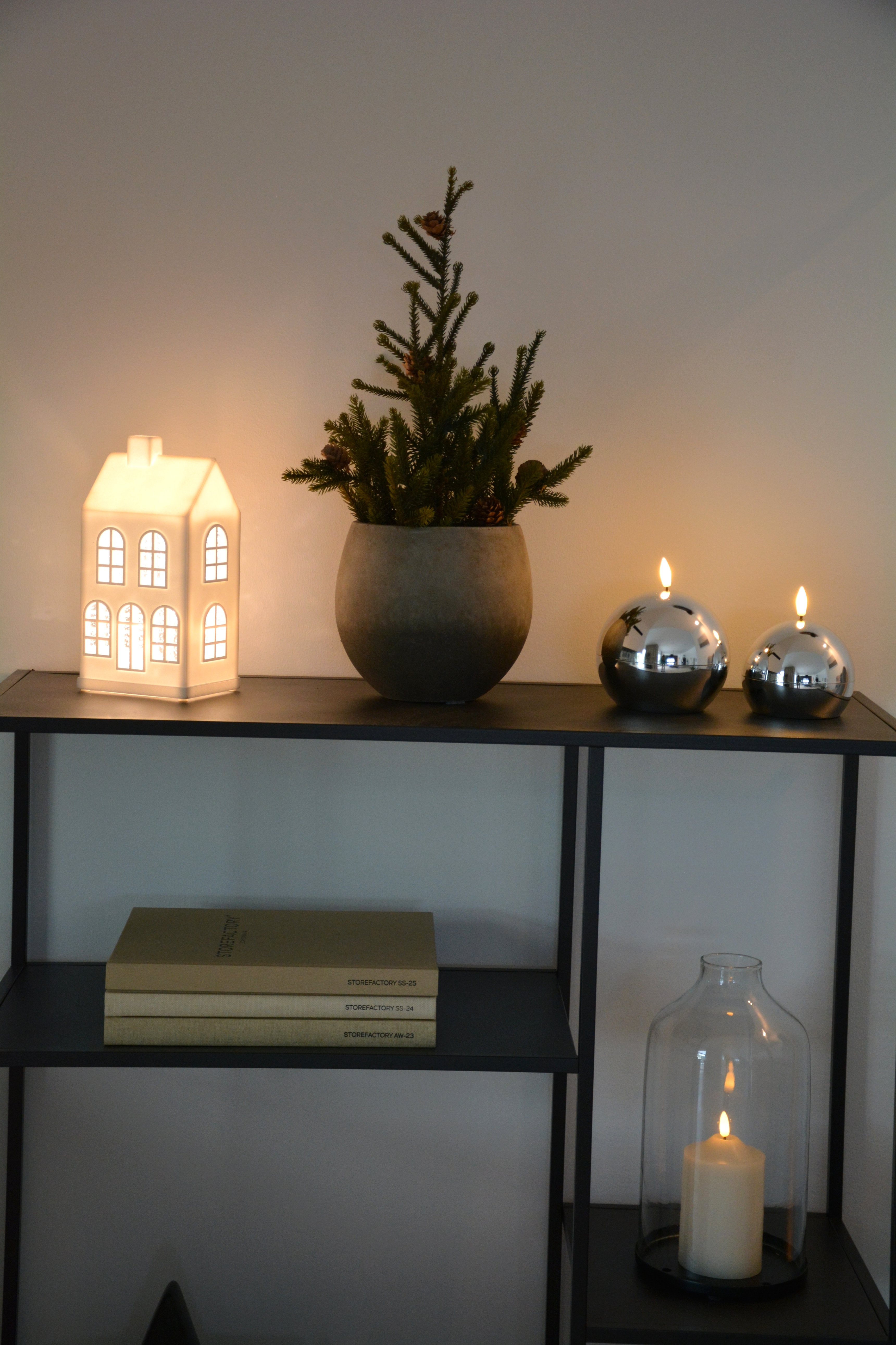 2 st klotljus silver. LED-ljus  11-14 cm. Batteriljus timer - 4