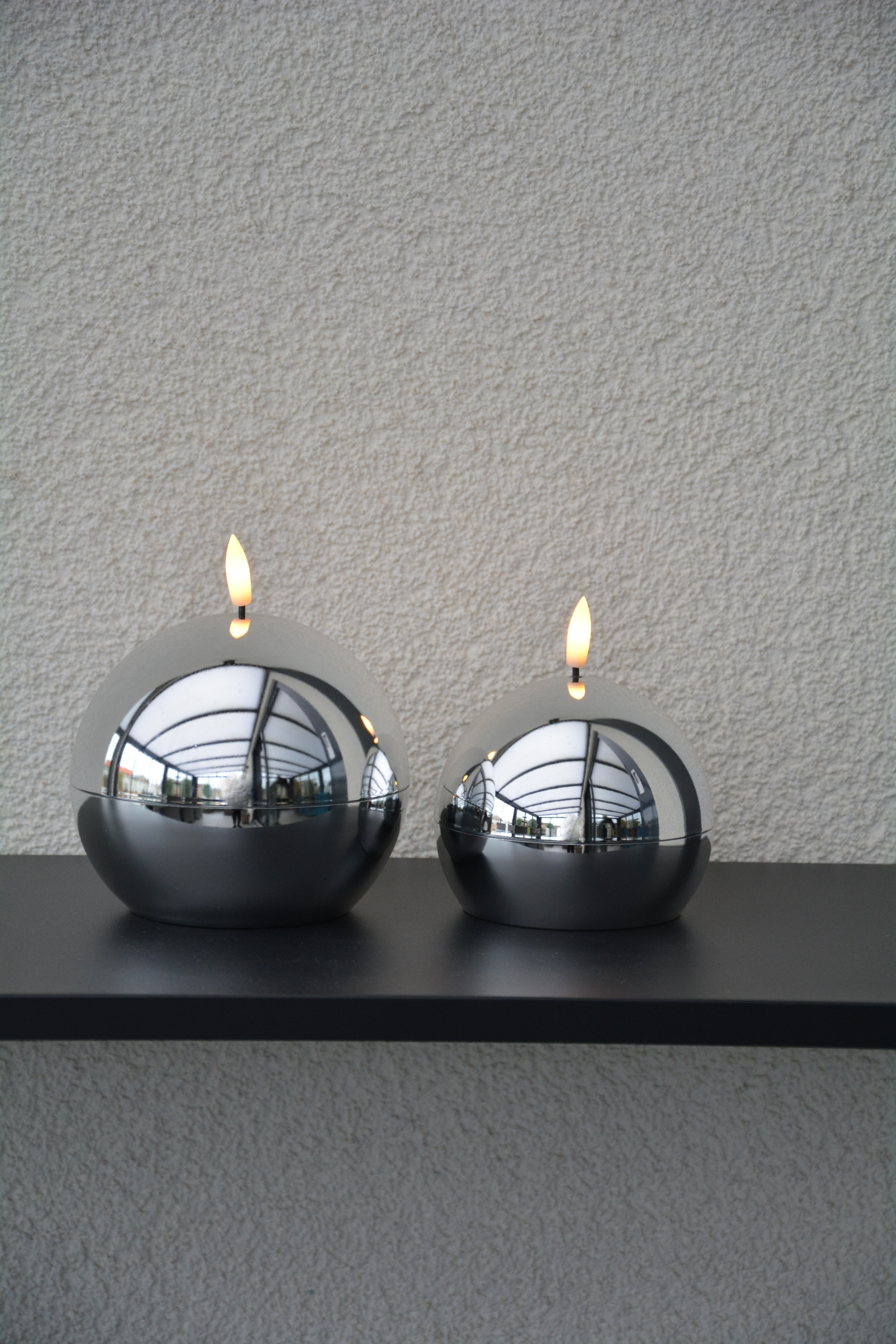2 st klotljus silver. LED-ljus  11-14 cm. Batteriljus timer - 3
