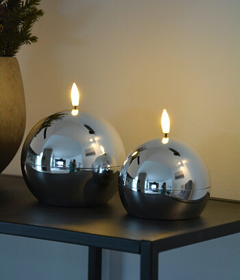2 st klotljus silver. LED-ljus 11-14 cm. Batteriljus timer
