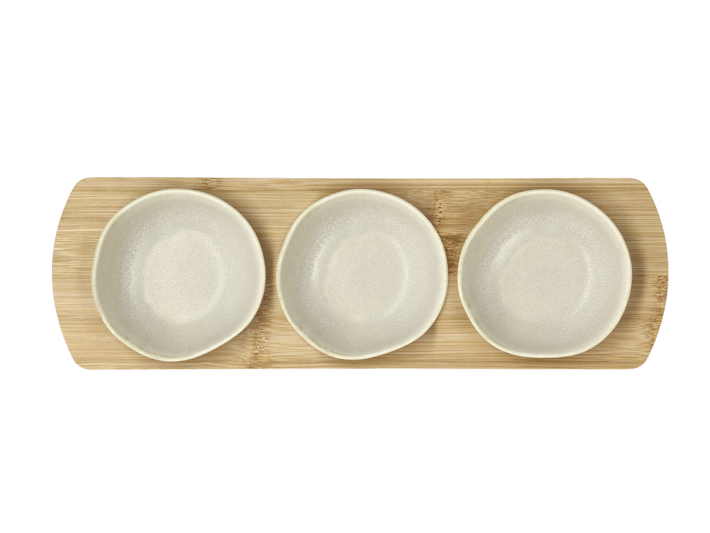 Villa Collection Shoku Bambubricka med 3 skålar 32 x 10 cm Soft Beige - 2