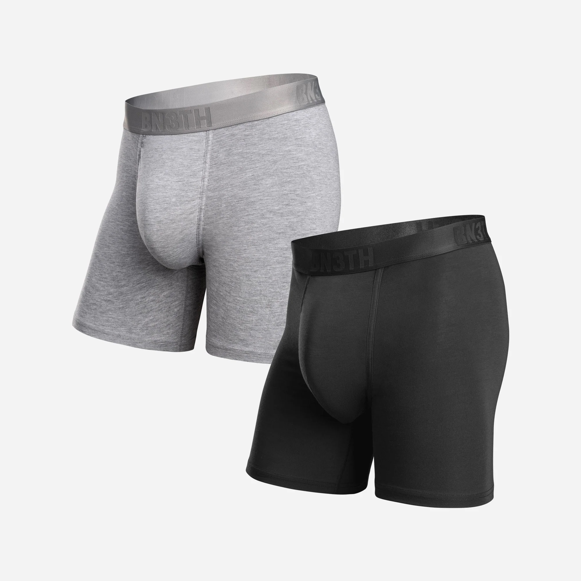 CLASSIC ESSENTIALS BOXER BRIEF SOLID - BLACK/HEATHER GREY 2 PACK