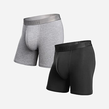 CLASSIC ESSENTIALS BOXER BRIEF SOLID - BLACK/HEATHER GREY 2 PACK
