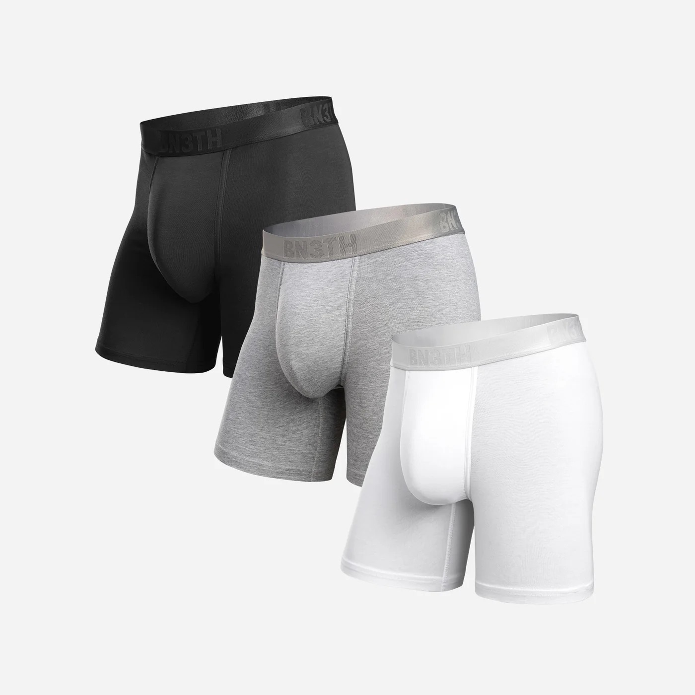 CLASSIC ESSENTIALS BOXER BRIEF SOLID - BLACK/HEATHER GREY/WHITE 3 PACK