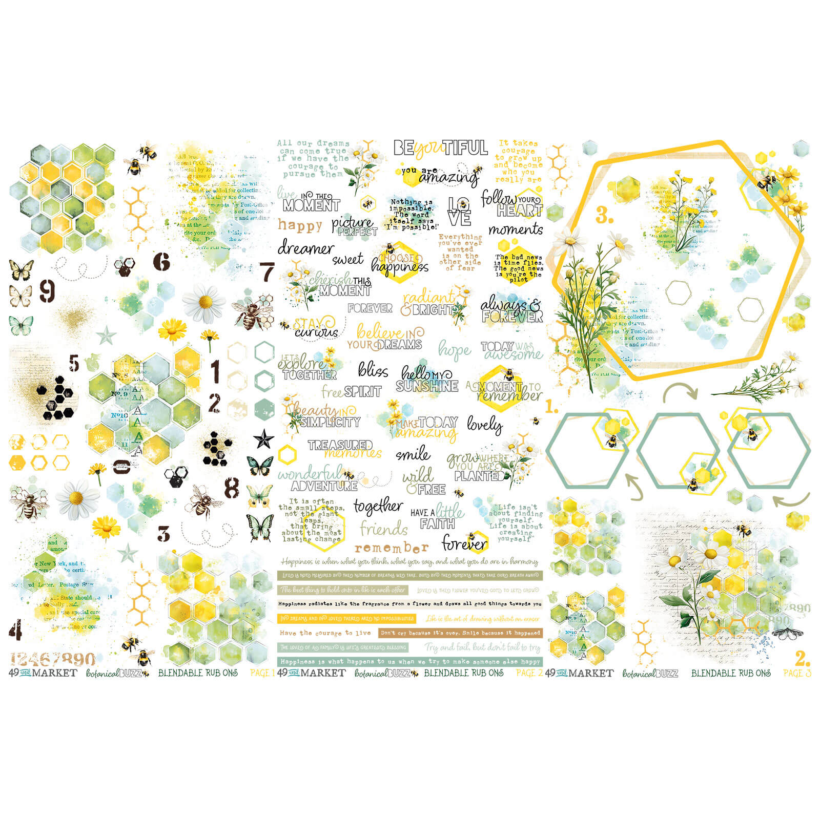 49 And Market - Rub-On Transfer Set 6x12 - Botanical Buzz Collection - 3