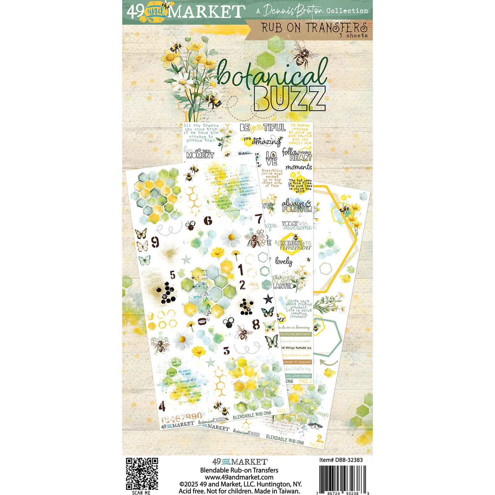 49 And Market - Rub-On Transfer Set 6x12 - Botanical Buzz Collection