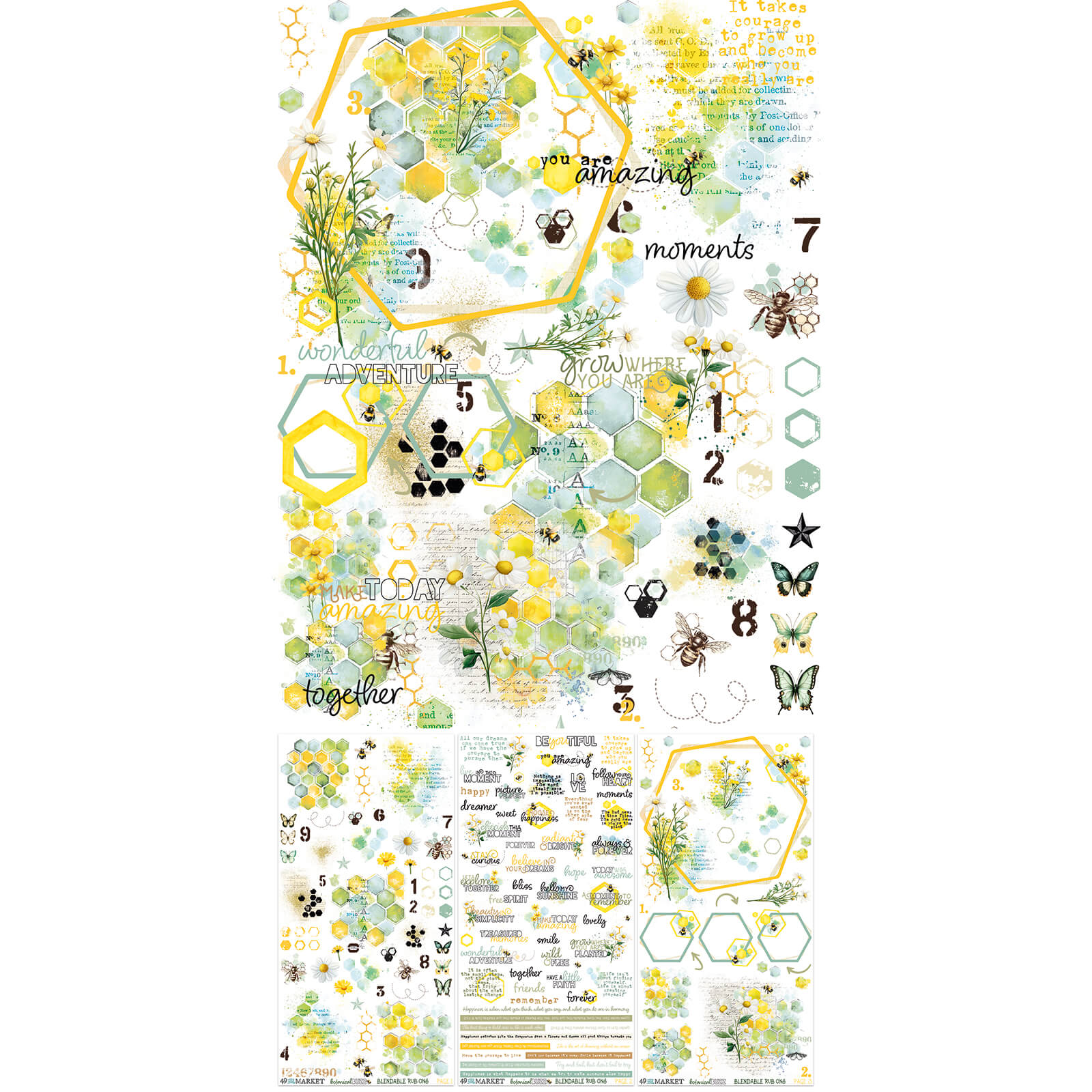49 And Market - Rub-On Transfer Set 6x12 - Botanical Buzz Collection - 2