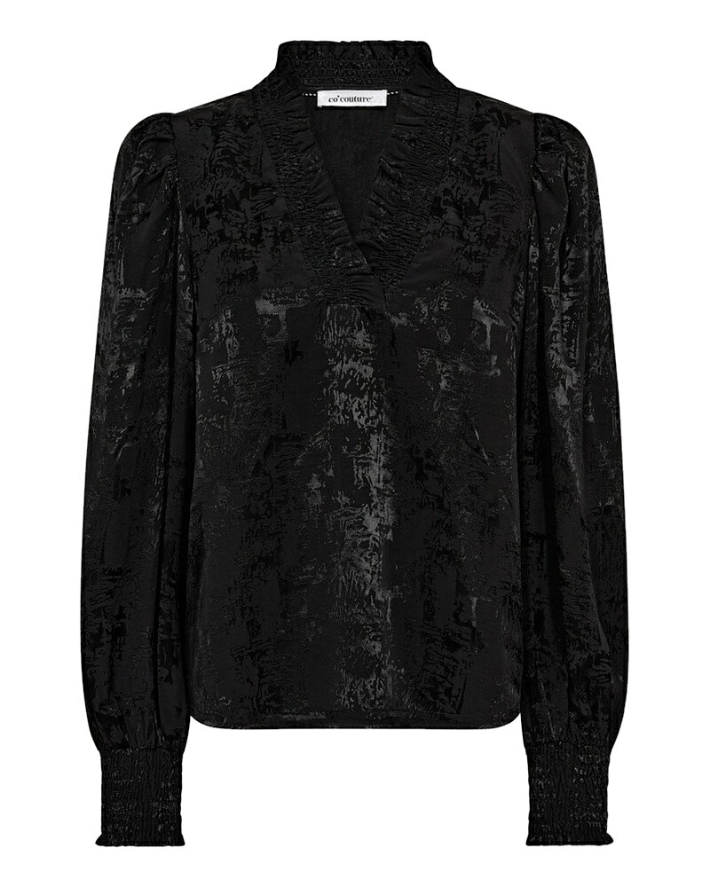 Blus Miko v-ringad puffärm svart