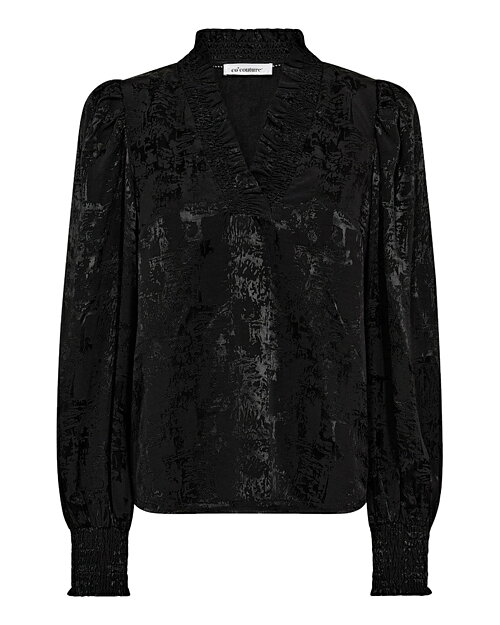 Blus Miko v-ringad puffärm svart