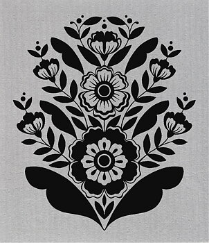 Disktrasa "Kurbitsblomma"  grå/svart
