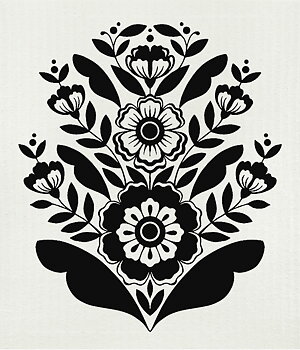 Disktrasa "Kurbitsblomma"  vit/svart