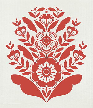 Disktrasa "Kurbitsblomma"  vit/röd